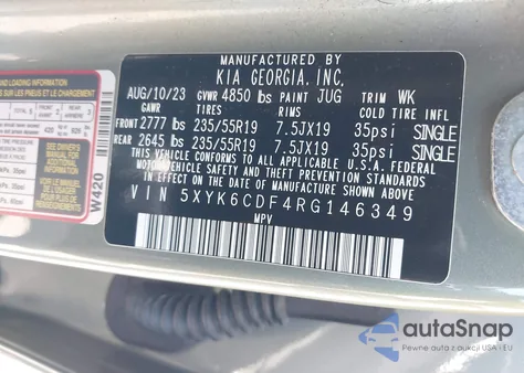 2024 Kia Sportage X-Line из США, поврежденный, VIN 5XYK6CDF4RG146349